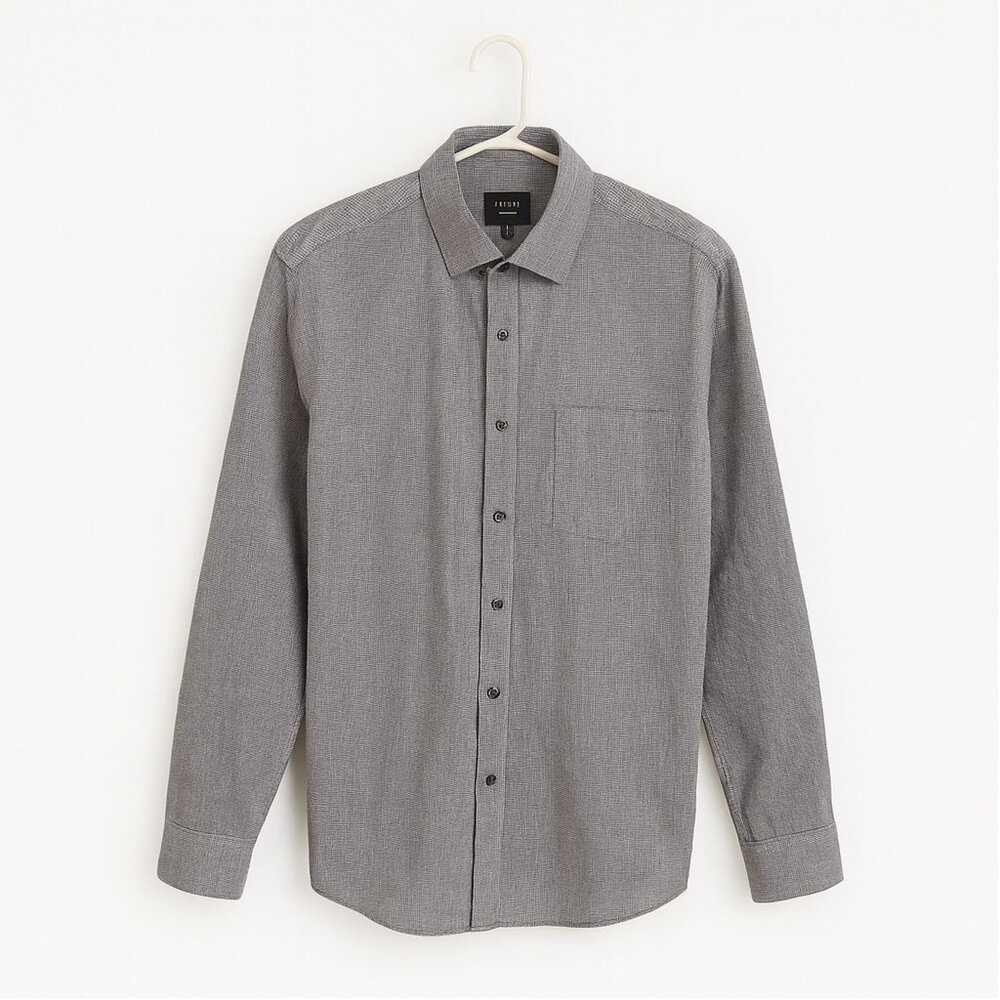 Nordstrom Shirt Men's Button Down Long Sleeve‎ Micro-Check Non-Iron Trim Fit 16